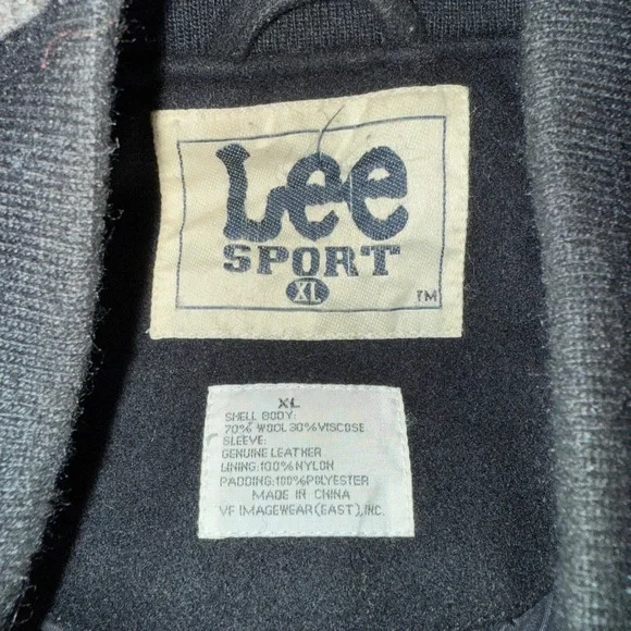 Lee Sport Detroit Lions Varsity Jacket Genuine Leather Sleeves Black Mens XL - Picture 5 of 5